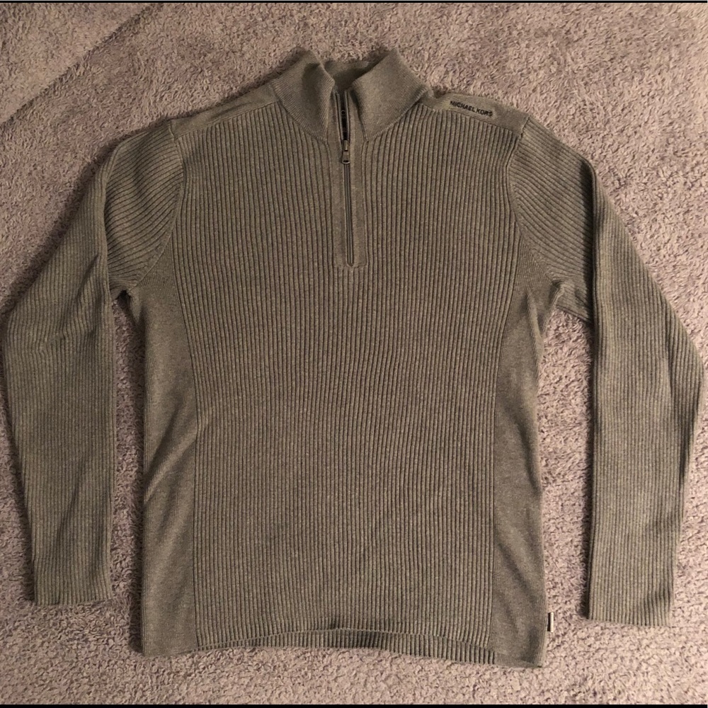 Michael Kors Gray Quarter Zip Sweater